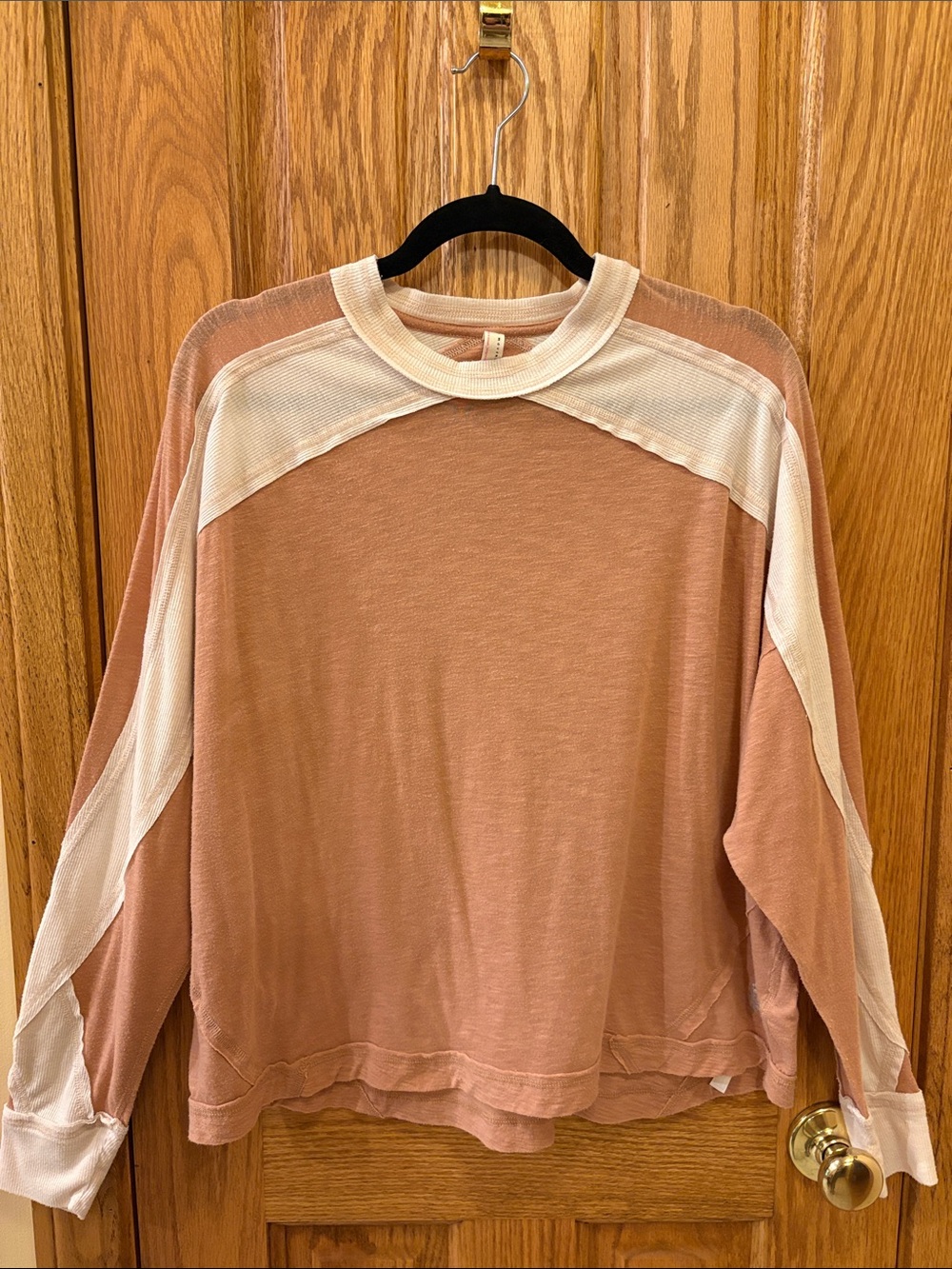 FP Movement by Free People Dusty Rose Oversized Pullover with Cream Accents